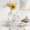 White Vases for Decor, Heart Shaped Ceramic Vase Set of 2 - Image 6